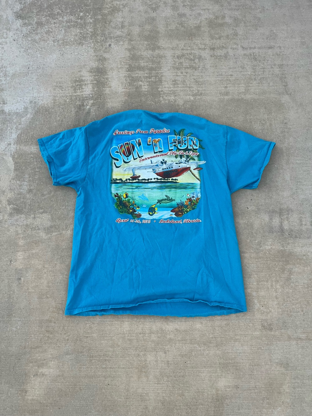 Vintage Graphic Tee "Sun 'n Fun" Blue size L